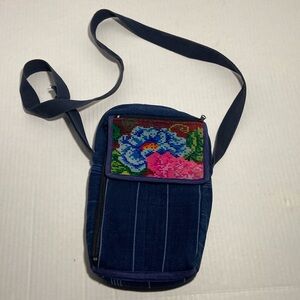 Vintage Handmade Boho Crossbody Purse with Cross Stitch Detail-Guatemala